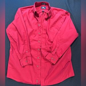 Stafford Men's Vibrant Red Casual Button-Down Shirt